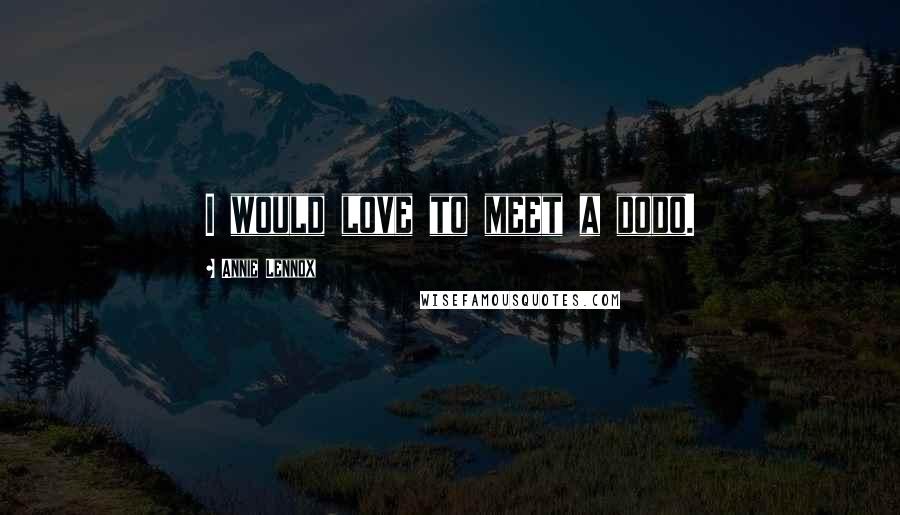 Annie Lennox Quotes: I would love to meet a dodo.