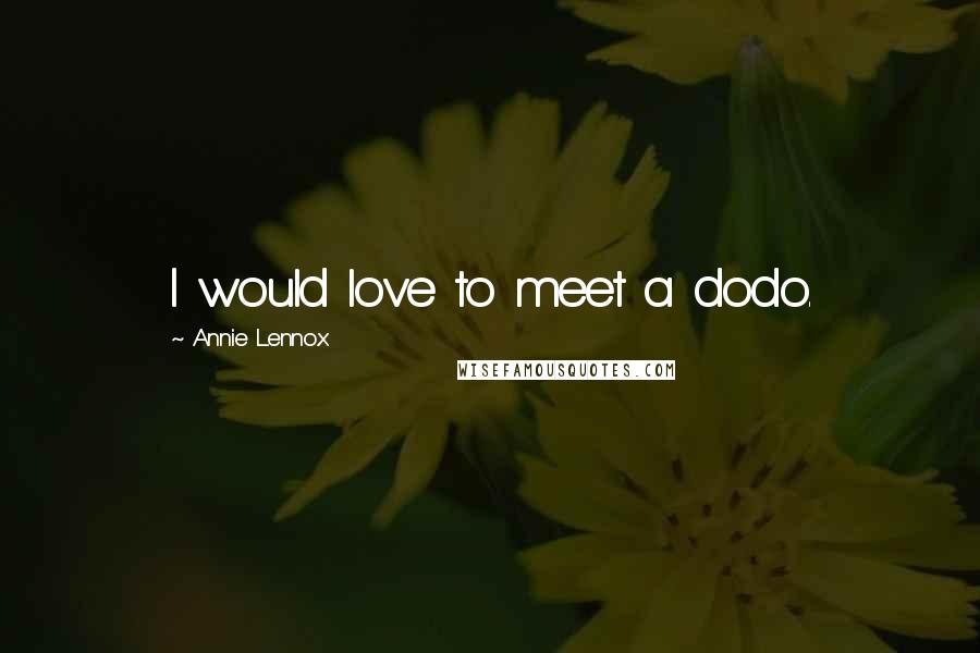 Annie Lennox Quotes: I would love to meet a dodo.