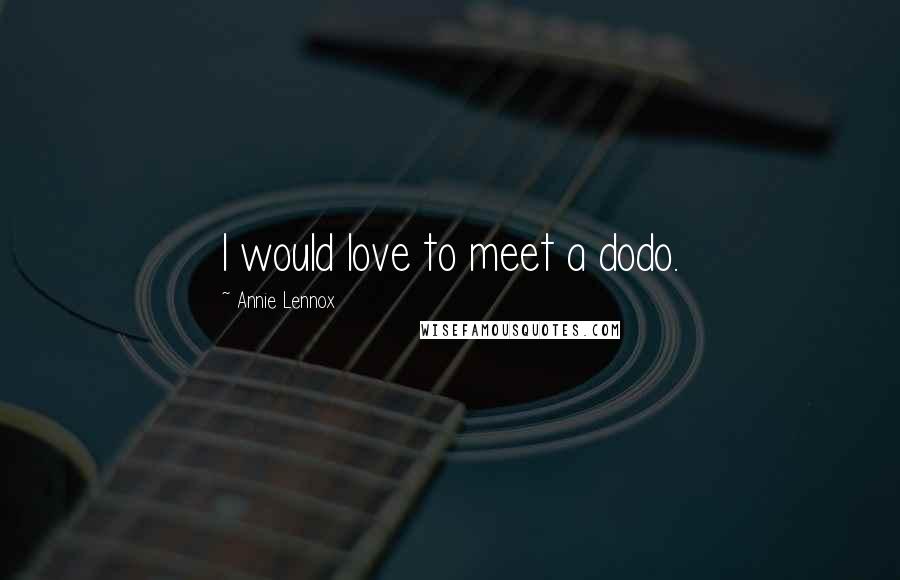 Annie Lennox Quotes: I would love to meet a dodo.