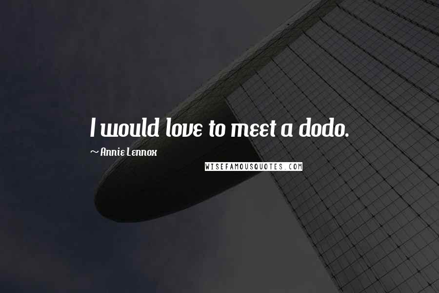 Annie Lennox Quotes: I would love to meet a dodo.