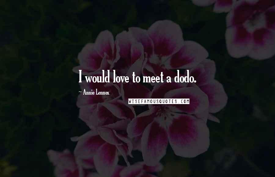 Annie Lennox Quotes: I would love to meet a dodo.