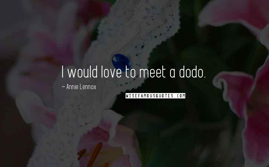 Annie Lennox Quotes: I would love to meet a dodo.