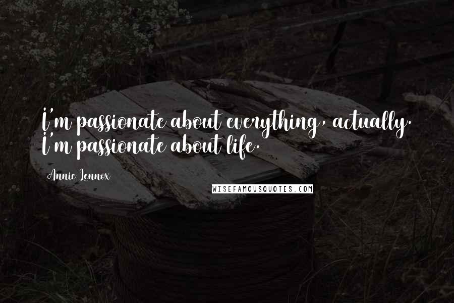 Annie Lennox Quotes: I'm passionate about everything, actually. I'm passionate about life.