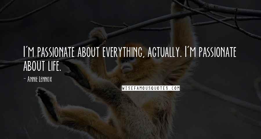 Annie Lennox Quotes: I'm passionate about everything, actually. I'm passionate about life.