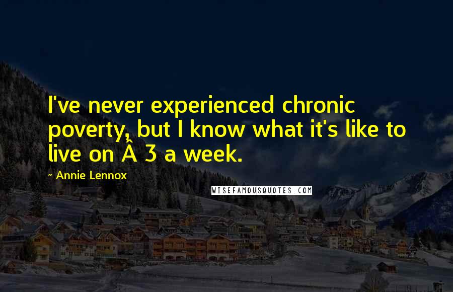Annie Lennox Quotes: I've never experienced chronic poverty, but I know what it's like to live on £3 a week.