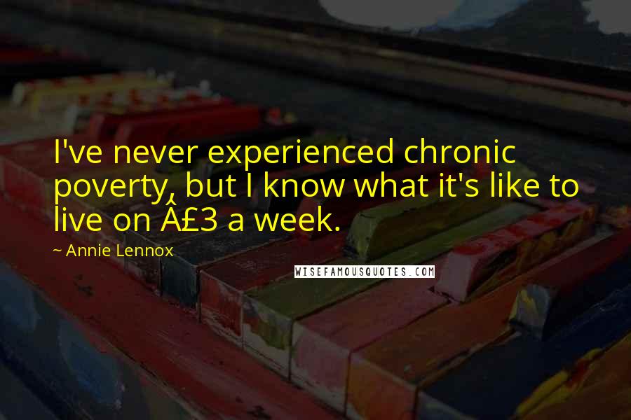 Annie Lennox Quotes: I've never experienced chronic poverty, but I know what it's like to live on £3 a week.
