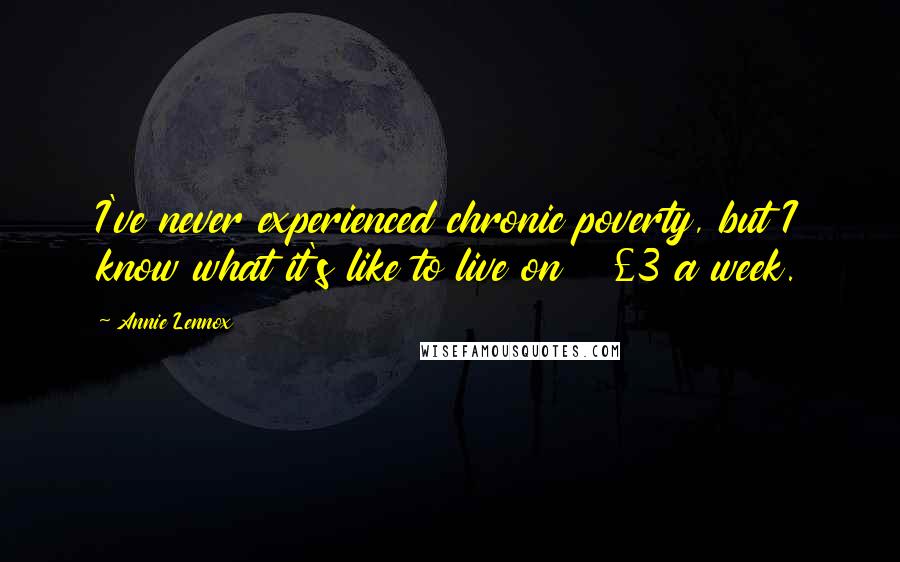 Annie Lennox Quotes: I've never experienced chronic poverty, but I know what it's like to live on £3 a week.