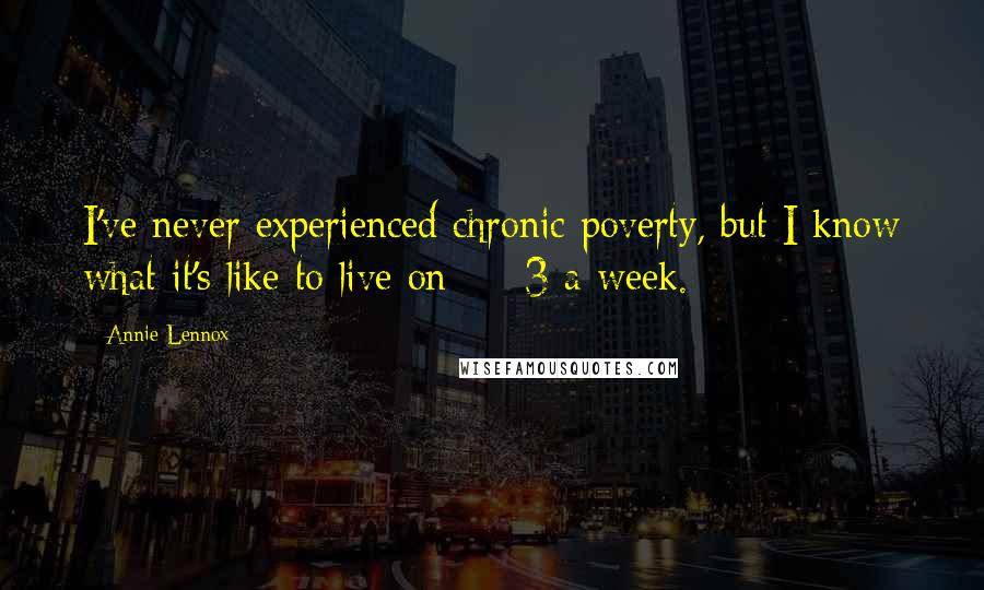 Annie Lennox Quotes: I've never experienced chronic poverty, but I know what it's like to live on £3 a week.