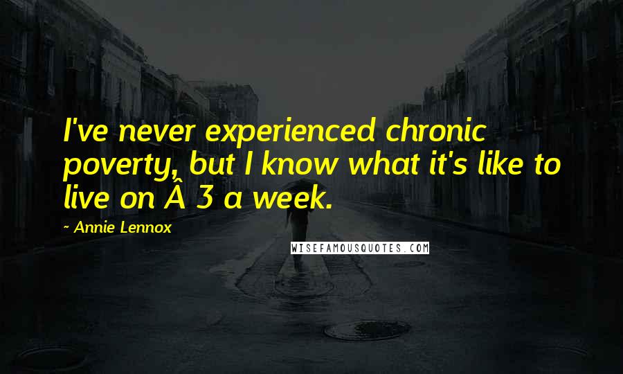 Annie Lennox Quotes: I've never experienced chronic poverty, but I know what it's like to live on £3 a week.