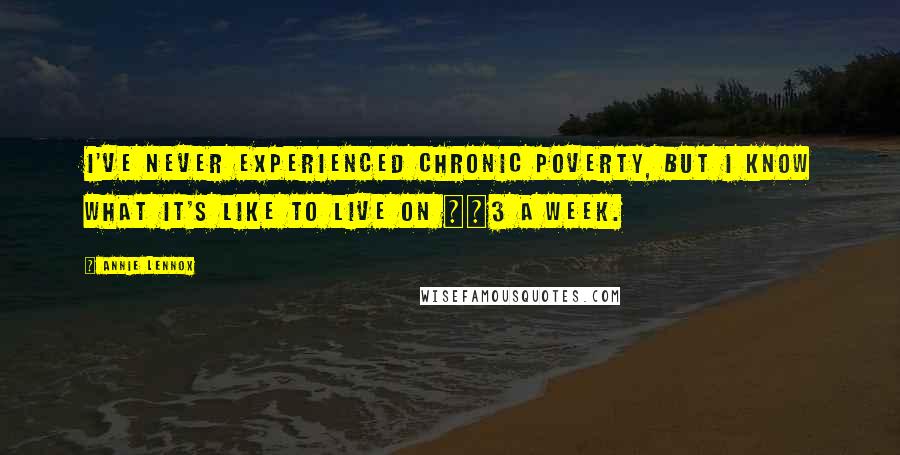 Annie Lennox Quotes: I've never experienced chronic poverty, but I know what it's like to live on £3 a week.