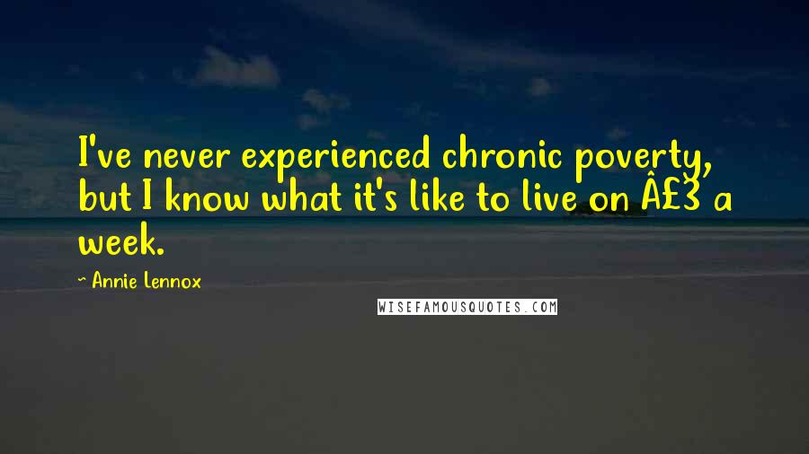 Annie Lennox Quotes: I've never experienced chronic poverty, but I know what it's like to live on £3 a week.
