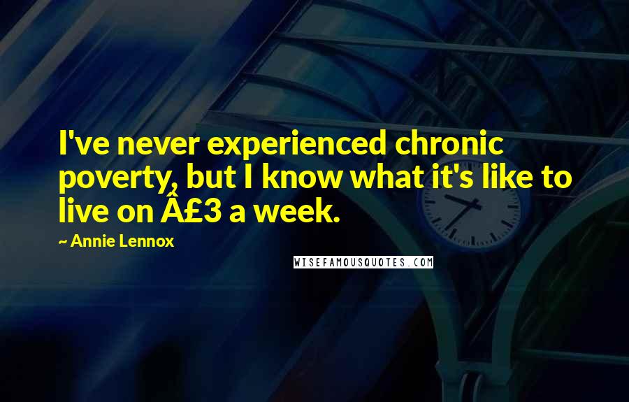 Annie Lennox Quotes: I've never experienced chronic poverty, but I know what it's like to live on £3 a week.