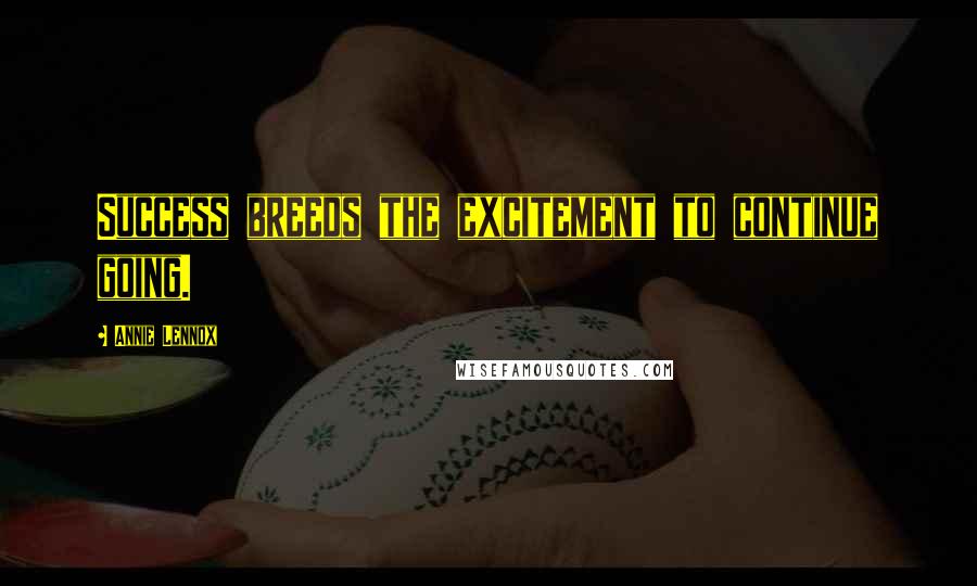 Annie Lennox Quotes: Success breeds the excitement to continue going.