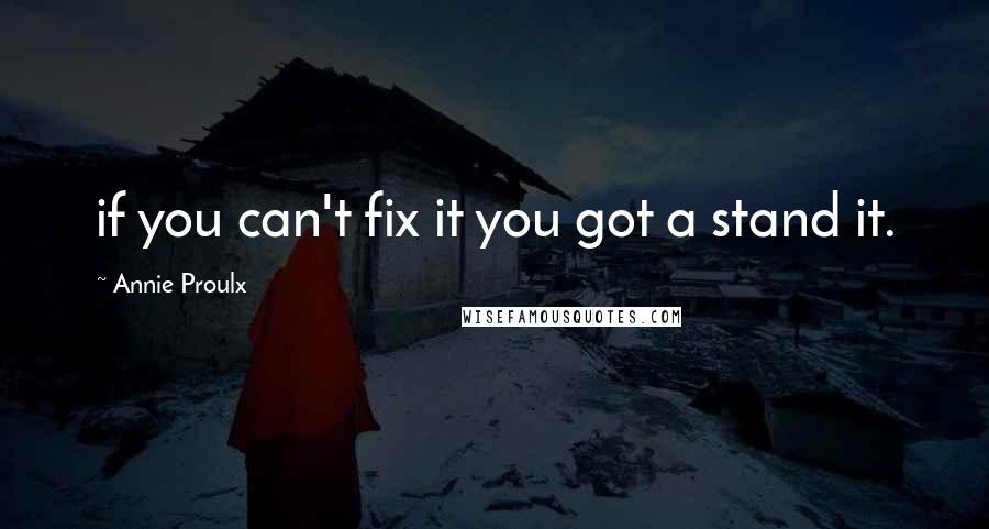 Annie Proulx Quotes: if you can't fix it you got a stand it.