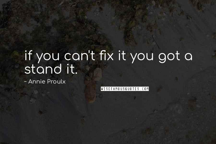 Annie Proulx Quotes: if you can't fix it you got a stand it.