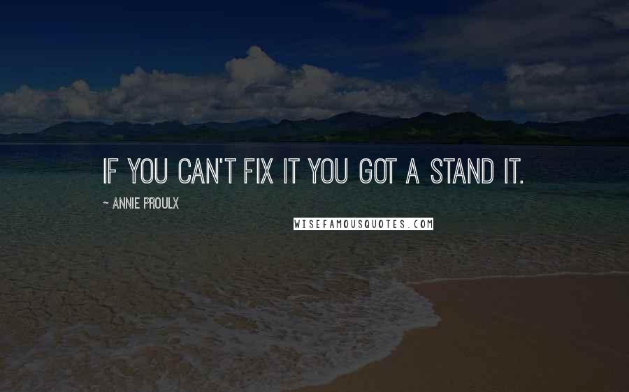 Annie Proulx Quotes: if you can't fix it you got a stand it.