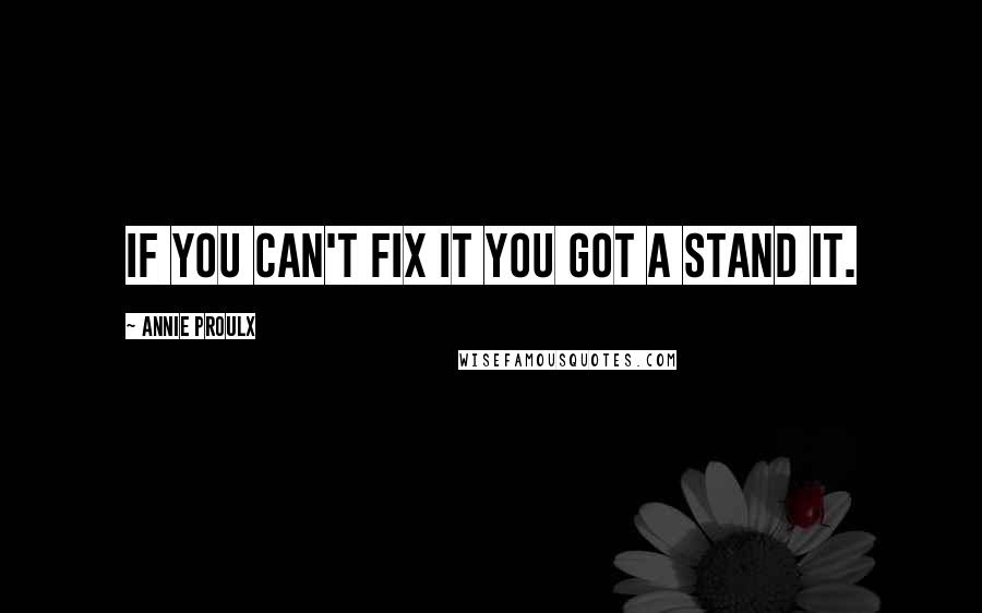 Annie Proulx Quotes: if you can't fix it you got a stand it.