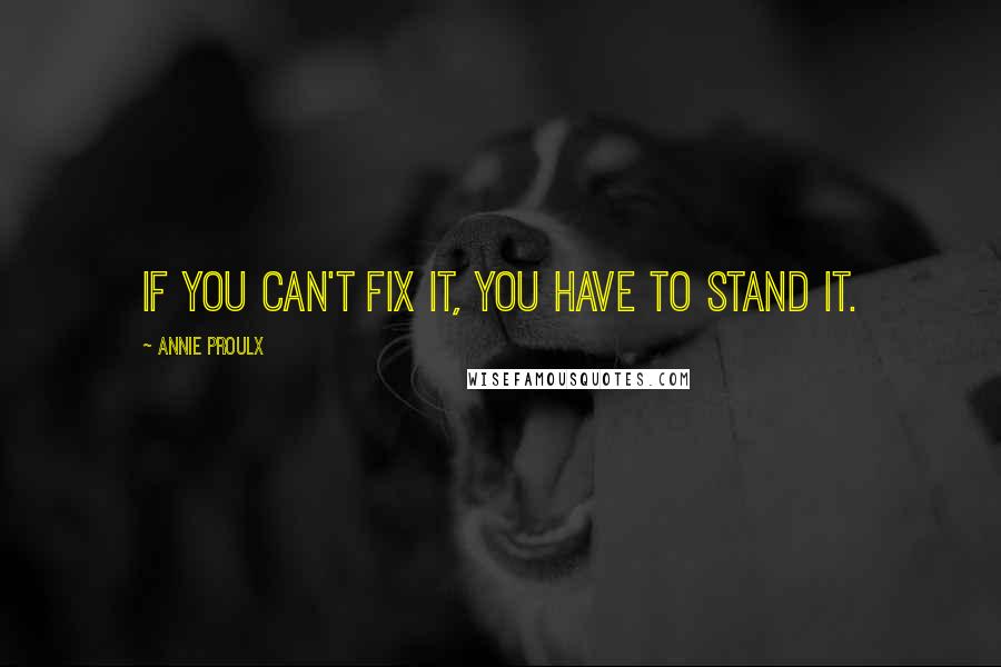 Annie Proulx Quotes: If you can't fix it, you have to stand it.