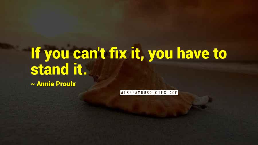 Annie Proulx Quotes: If you can't fix it, you have to stand it.