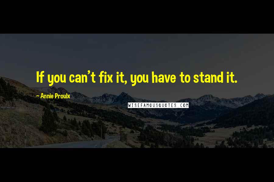 Annie Proulx Quotes: If you can't fix it, you have to stand it.