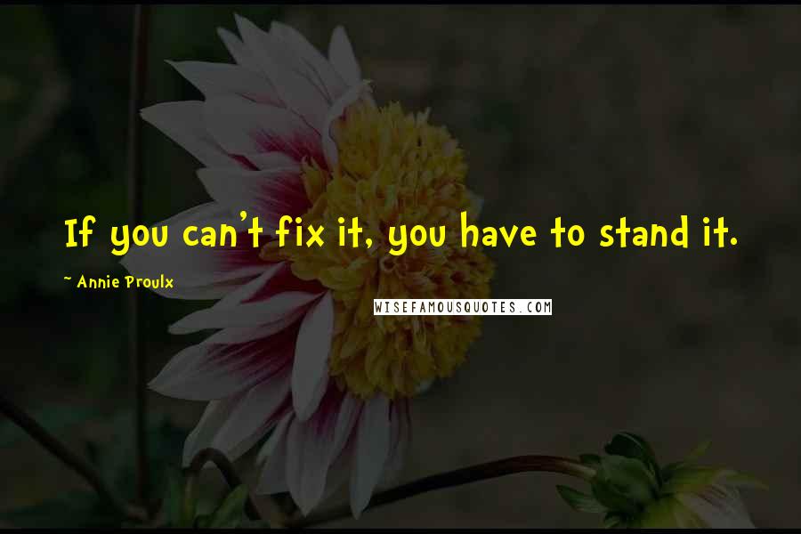 Annie Proulx Quotes: If you can't fix it, you have to stand it.