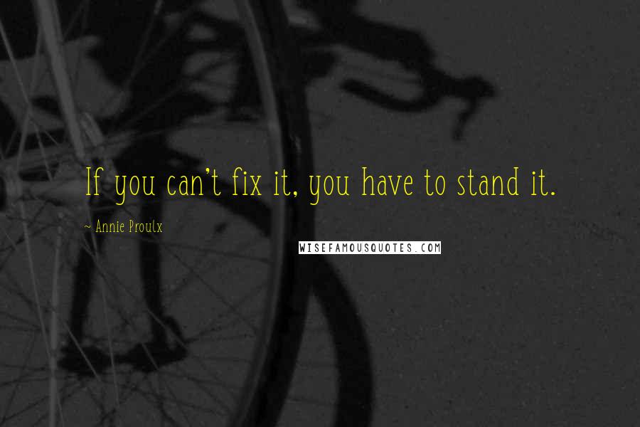 Annie Proulx Quotes: If you can't fix it, you have to stand it.