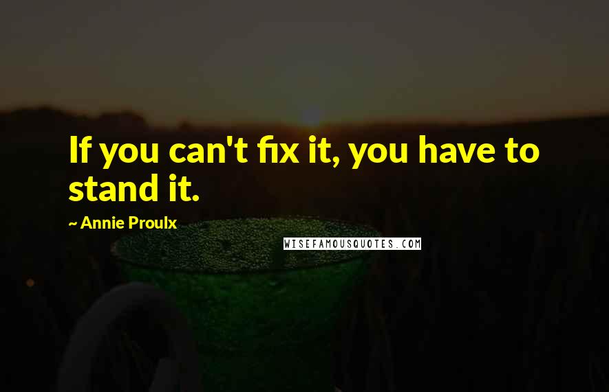 Annie Proulx Quotes: If you can't fix it, you have to stand it.