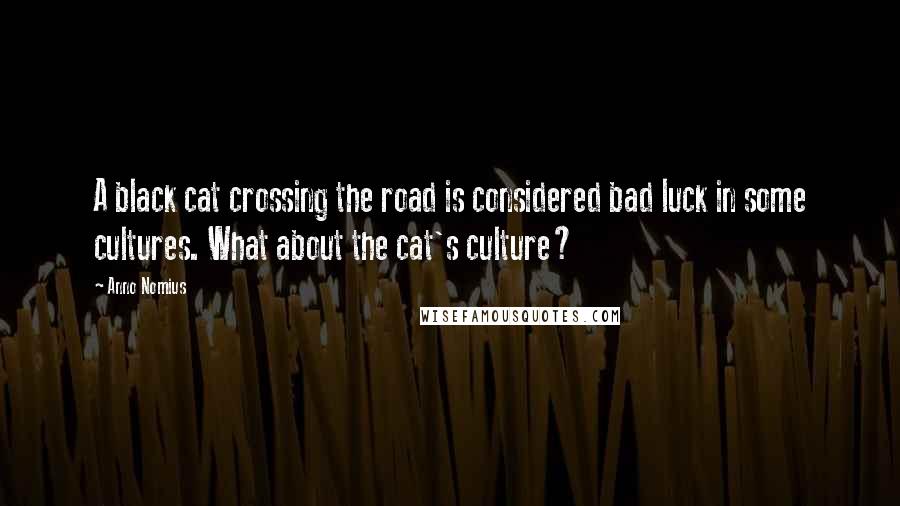 Anno Nomius Quotes: A black cat crossing the road is considered bad luck in some cultures. What about the cat's culture?