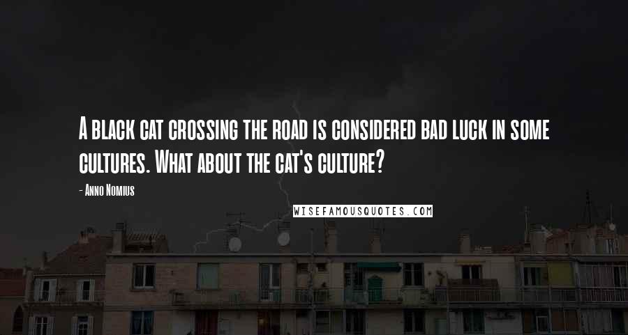 Anno Nomius Quotes: A black cat crossing the road is considered bad luck in some cultures. What about the cat's culture?
