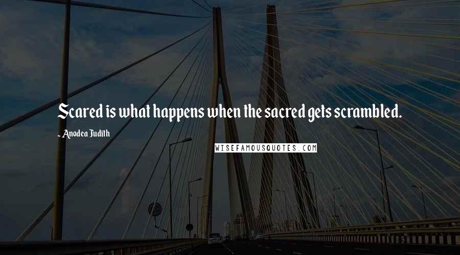 Anodea Judith Quotes: Scared is what happens when the sacred gets scrambled.