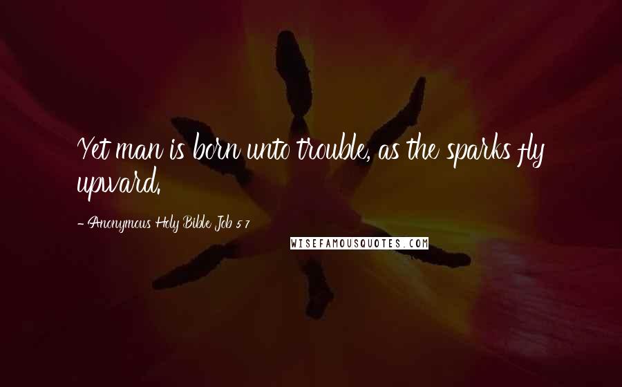 Anonymous Holy Bible Job 5 7 Quotes: Yet man is born unto trouble, as the sparks fly upward.