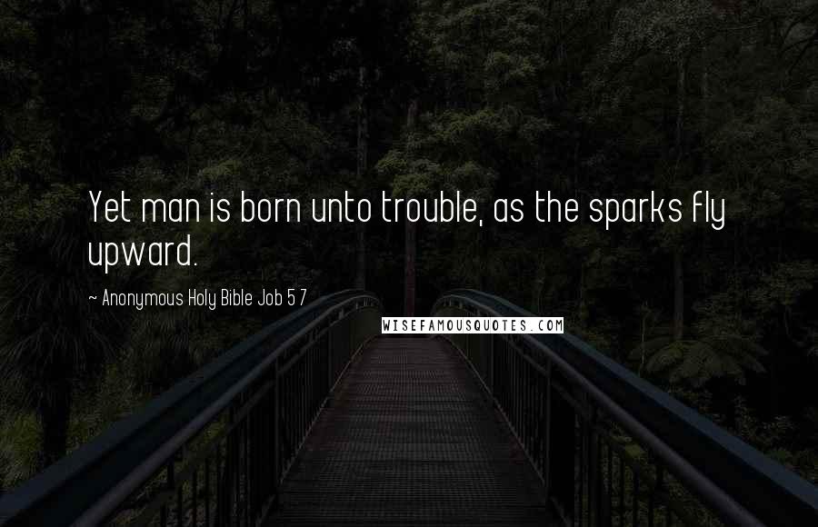 Anonymous Holy Bible Job 5 7 Quotes: Yet man is born unto trouble, as the sparks fly upward.