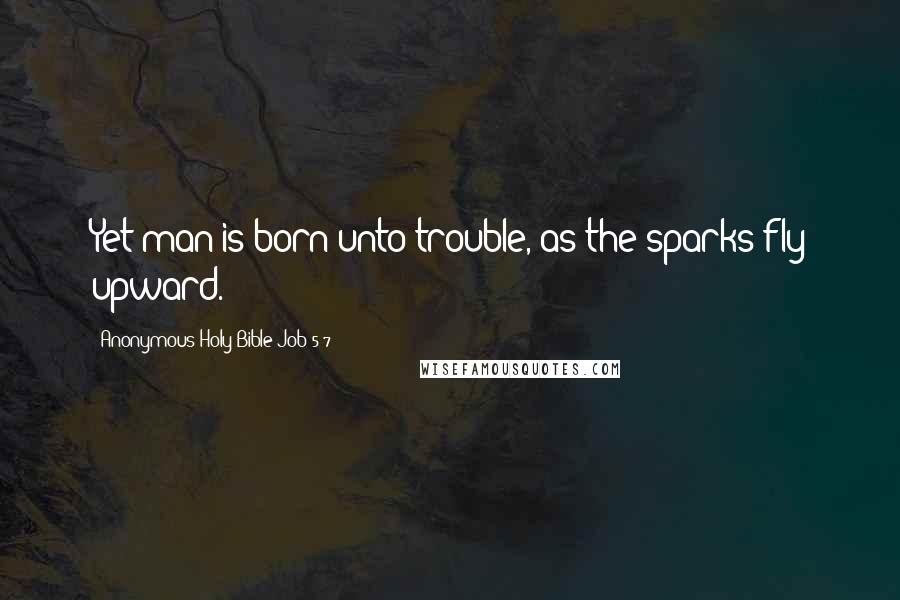 Anonymous Holy Bible Job 5 7 Quotes: Yet man is born unto trouble, as the sparks fly upward.