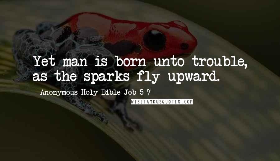 Anonymous Holy Bible Job 5 7 Quotes: Yet man is born unto trouble, as the sparks fly upward.