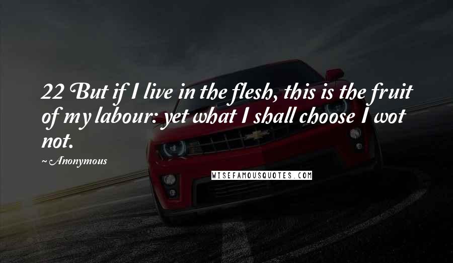 Anonymous Quotes: 22 But if I live in the flesh, this is the fruit of my labour: yet what I shall choose I wot not.