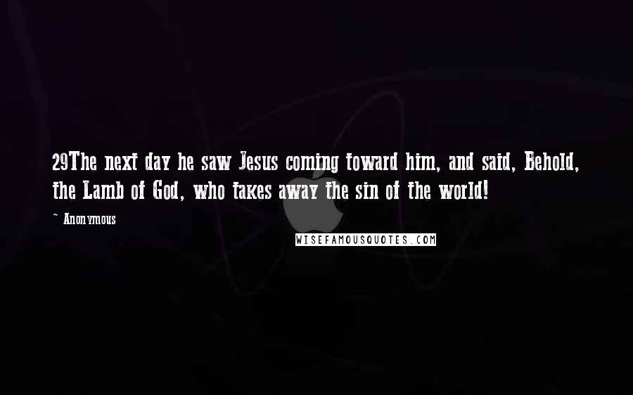 Anonymous Quotes: 29The next day he saw Jesus coming toward him, and said, Behold, the Lamb of God, who takes away the sin of the world!
