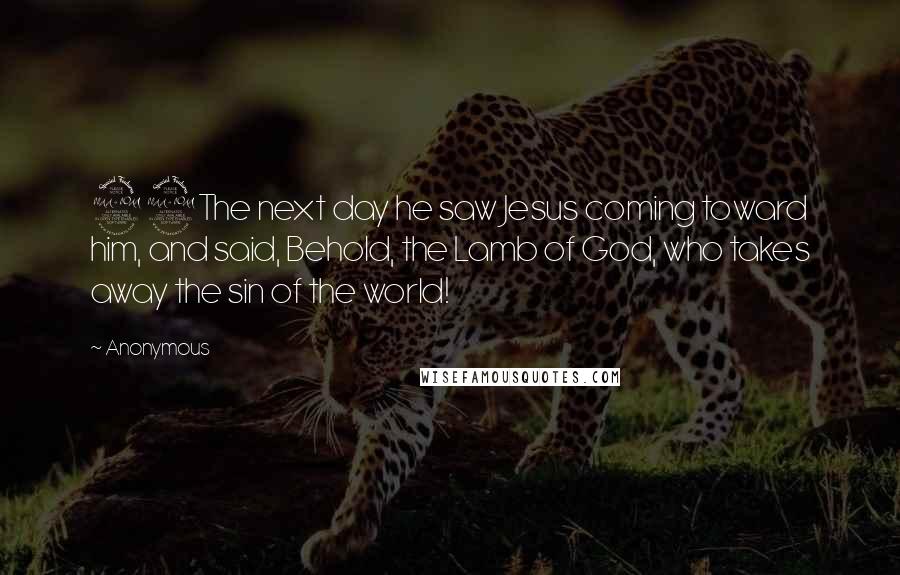 Anonymous Quotes: 29The next day he saw Jesus coming toward him, and said, Behold, the Lamb of God, who takes away the sin of the world!