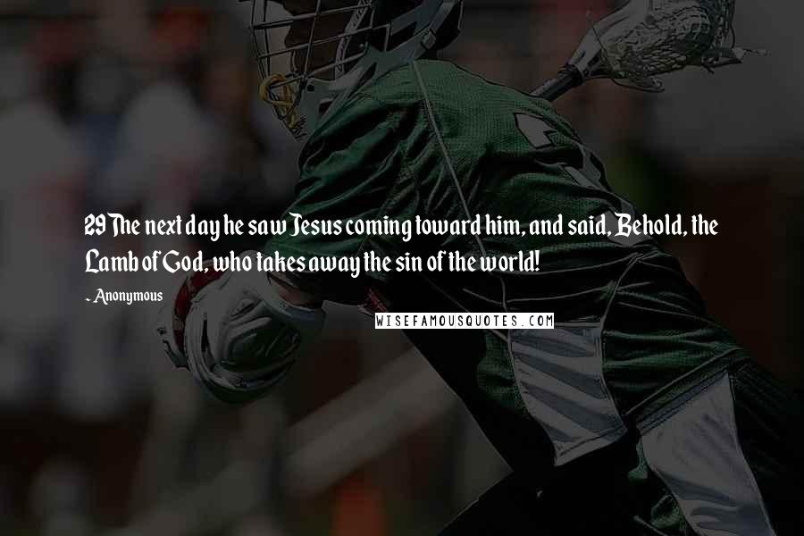 Anonymous Quotes: 29The next day he saw Jesus coming toward him, and said, Behold, the Lamb of God, who takes away the sin of the world!