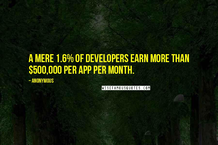 Anonymous Quotes: A mere 1.6% of developers earn more than $500,000 per app per month.