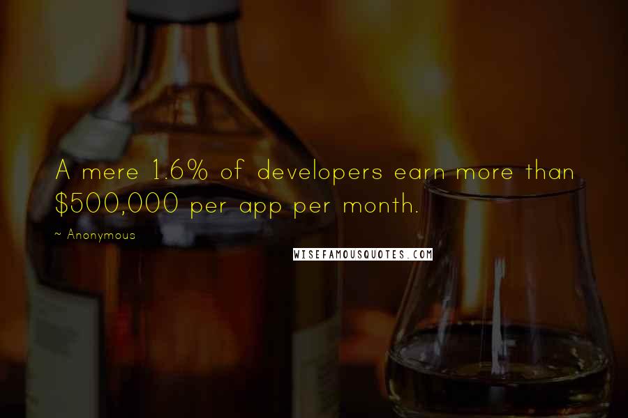 Anonymous Quotes: A mere 1.6% of developers earn more than $500,000 per app per month.