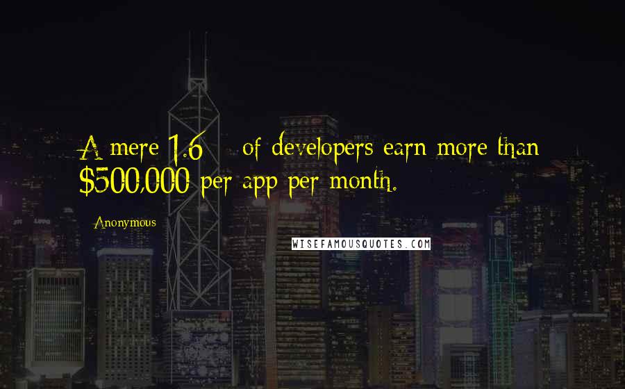 Anonymous Quotes: A mere 1.6% of developers earn more than $500,000 per app per month.