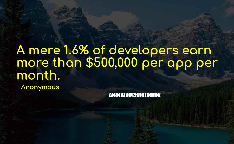 Anonymous Quotes: A mere 1.6% of developers earn more than $500,000 per app per month.