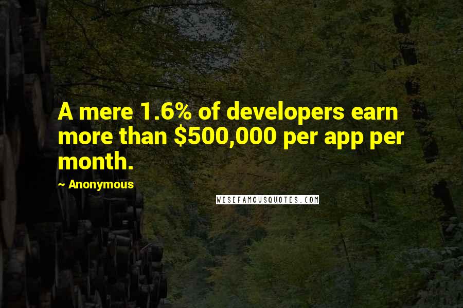 Anonymous Quotes: A mere 1.6% of developers earn more than $500,000 per app per month.