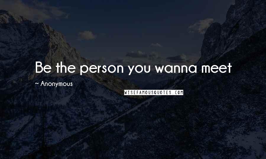 Anonymous Quotes: Be the person you wanna meet