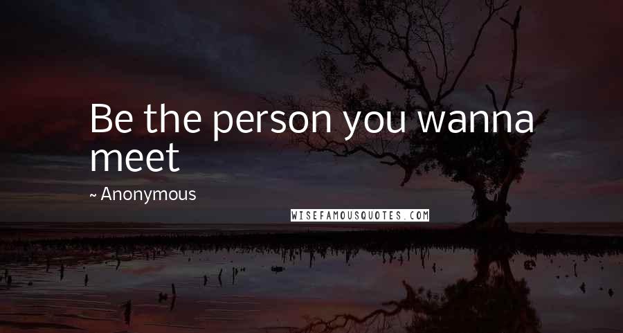 Anonymous Quotes: Be the person you wanna meet