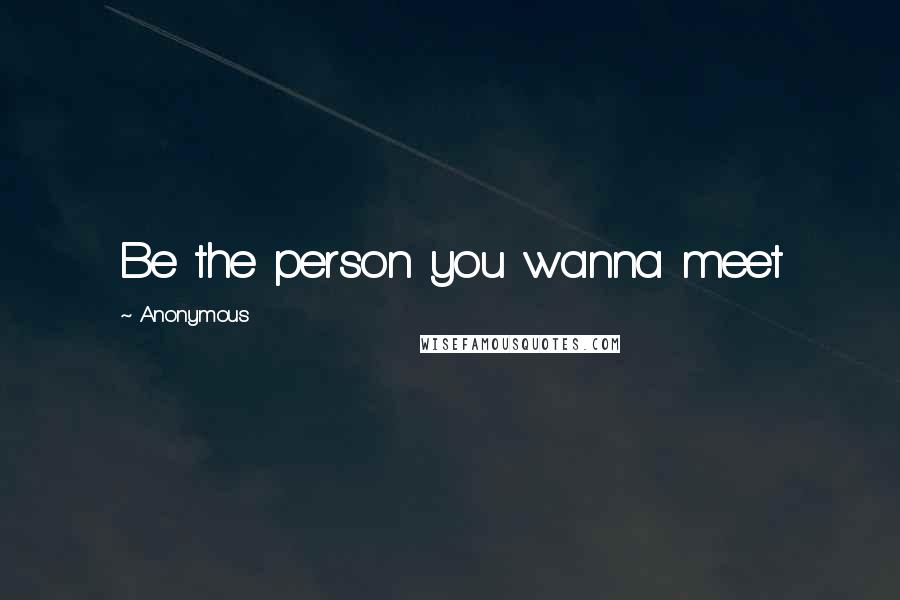 Anonymous Quotes: Be the person you wanna meet