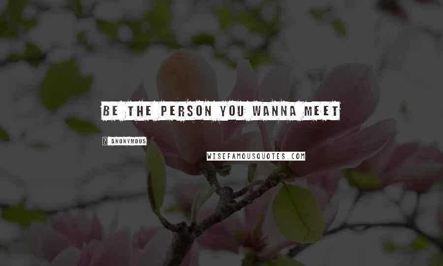 Anonymous Quotes: Be the person you wanna meet