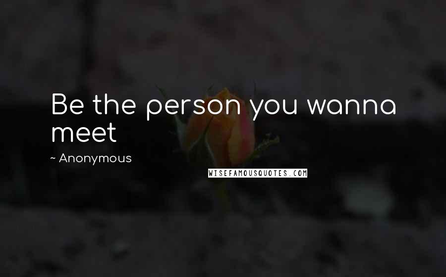 Anonymous Quotes: Be the person you wanna meet