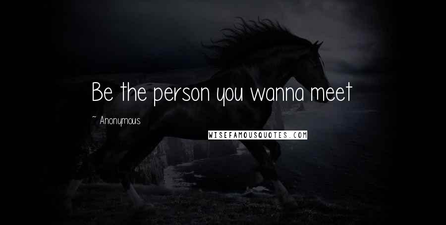 Anonymous Quotes: Be the person you wanna meet