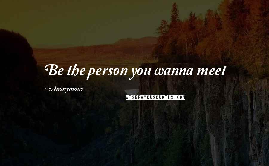 Anonymous Quotes: Be the person you wanna meet